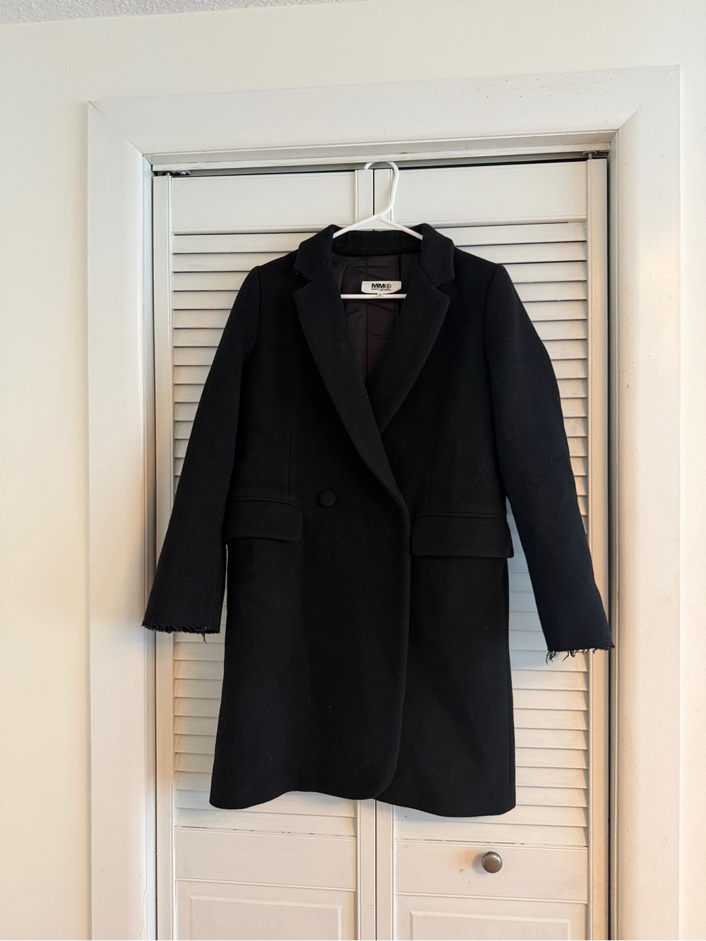 Maison Margiela-MM6- Black Single-Button Wool Blend Coat